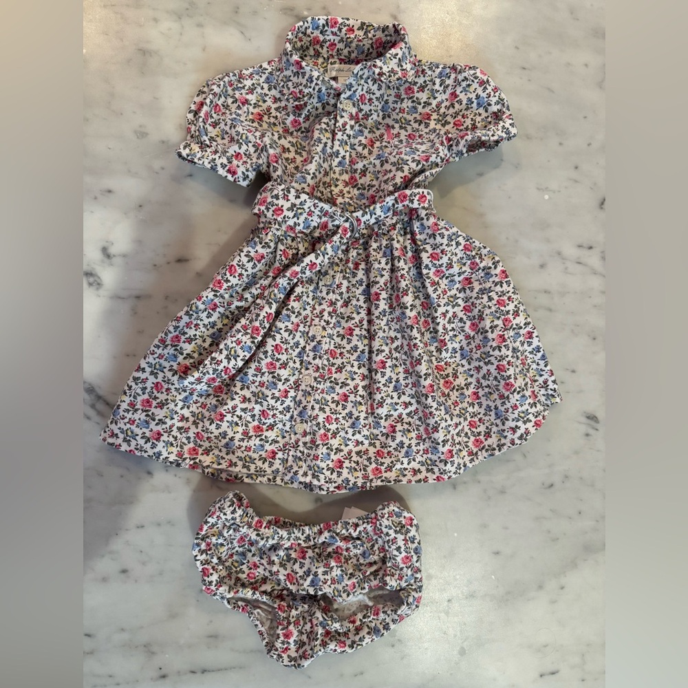 Ralph Lauren Baby Girl Belted Dress w Bloomers - 12 months